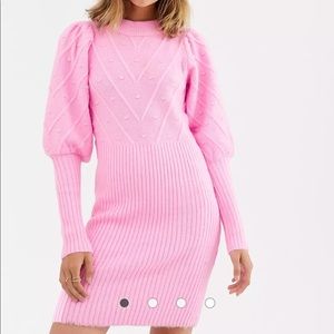 River Island knitted dress with puff sleeves